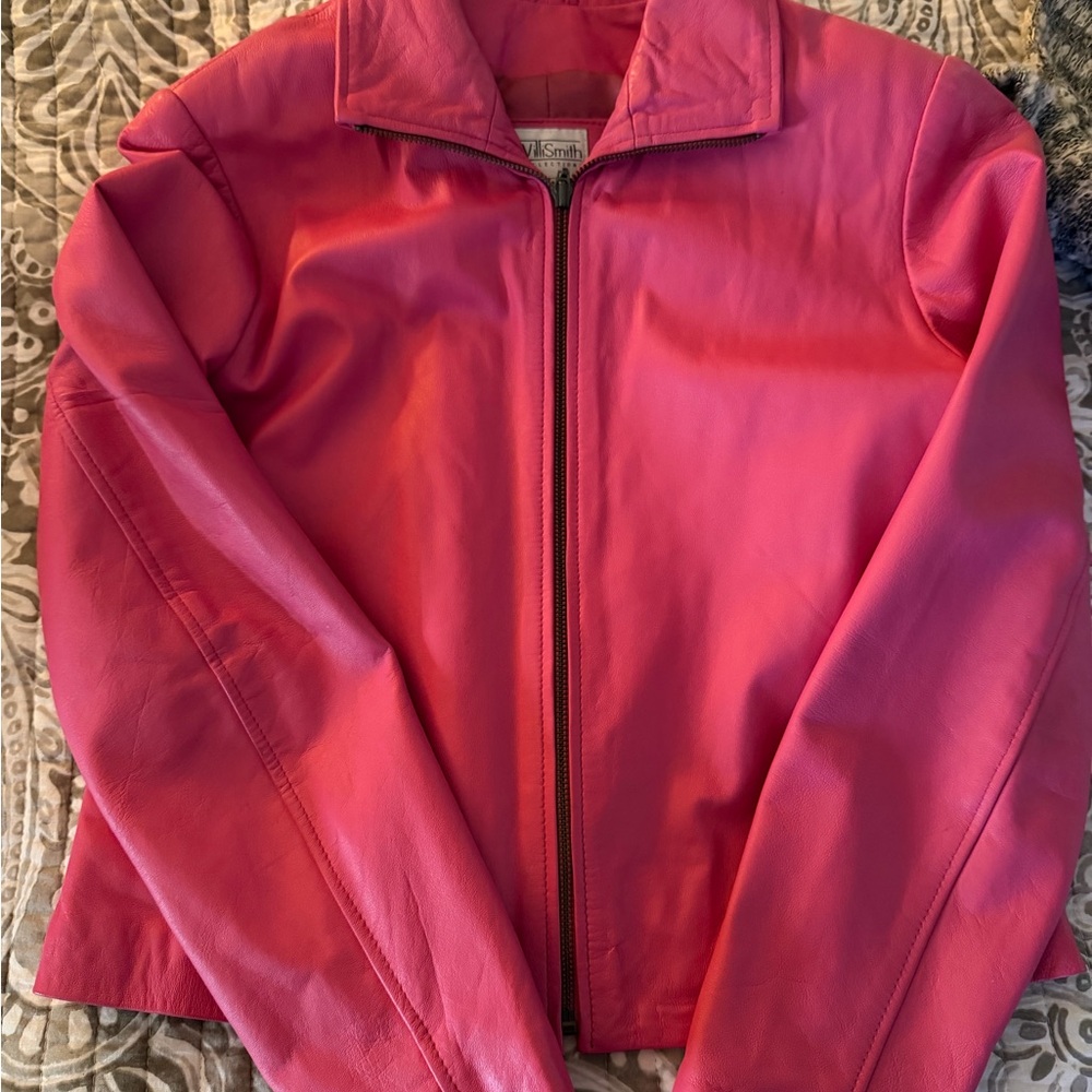 Willi Smith Pink leather Jacket size 6 NWOT